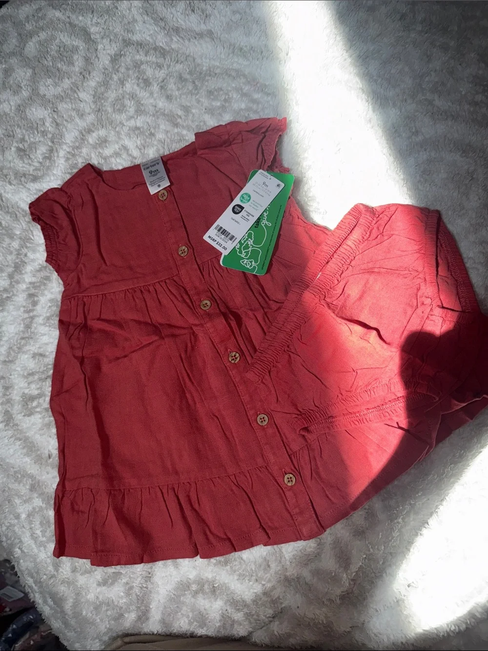 Carter's Girls Red Button-Front Dress with Ruffle Hem